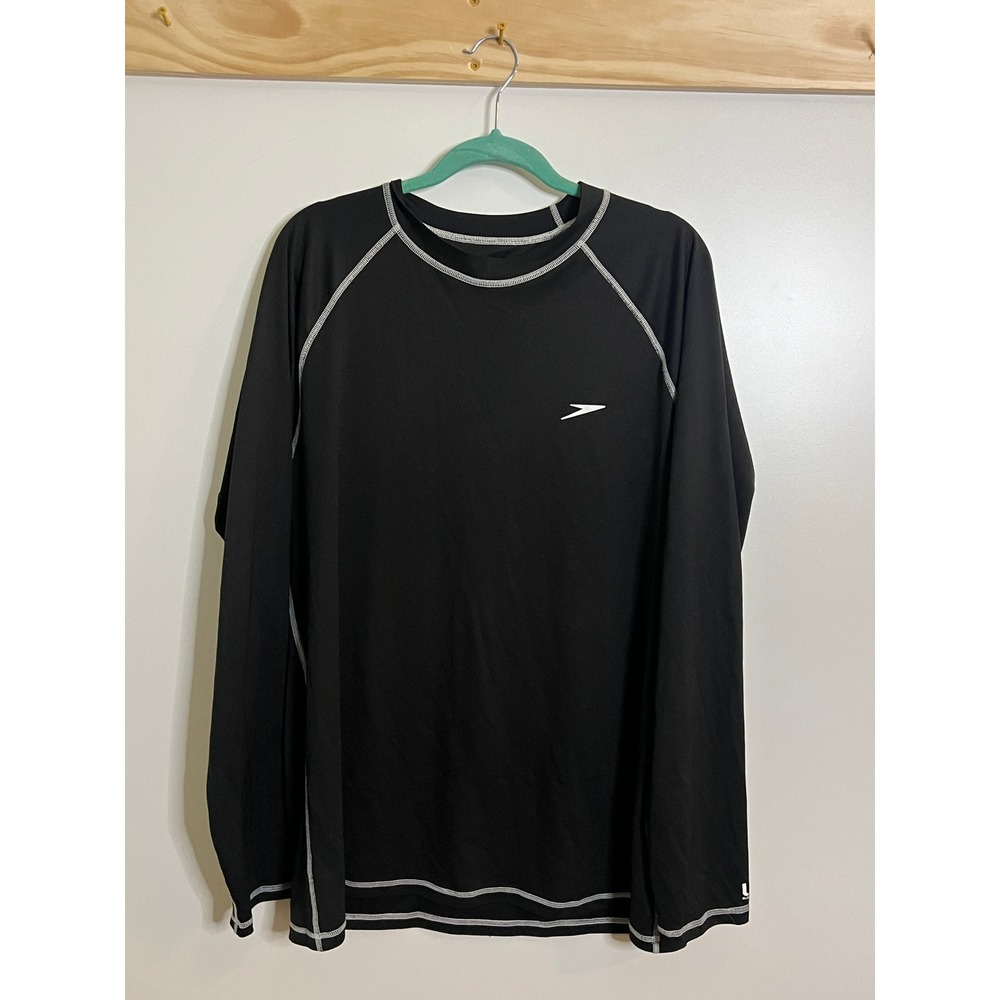 Speedo Long‎ Sleeve Swim Shirt Black Men Size XL